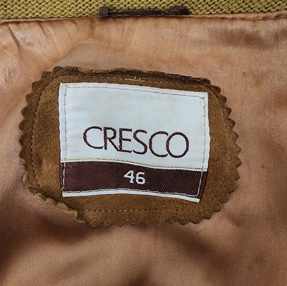 Vintage Cresco Leather Tan Bomber Jacket Size 46 - Picture 14 of 16